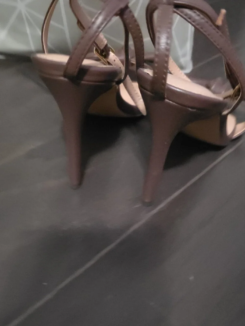 BCBGeneration Dark Brown Knotted Ankle-Strap Heels